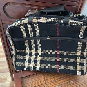 Burberry Vintage Satchel/Briefcase, Tartan Plaid w/ Leather Accents